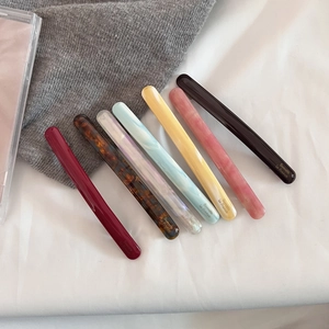 Set of 7 colorful acetate minimalist barrette hair clips with gold lettering accents