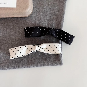 Sweet Retro Polka Dot Bowknot Banana Clip Satin Hair Clip For Women Half Up Hair Accessories Back Of Head Hairpin Gift