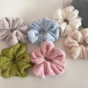 Knitted Wool Scrunchies Soft Yarn Elastic Hair Ties Solid Color Korean Style Autumn Winter Hair Accessories For Women Girls