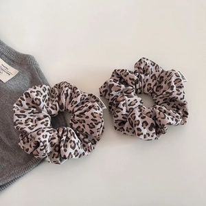 Vintage leopard print knit hair scrunchie set for elegant ponytails and buns