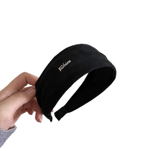 Serre-tête large en suédine noire avec détail métallique Fashion argenté pour femme