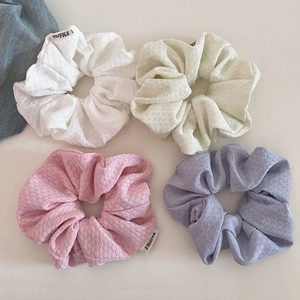 Pastel bubble knit oversized scrunchies set in cream, pink and purple colors