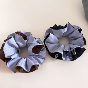 Korean Style Simple Color Blocking Scrunchie Fabric Pleated Hair Ring Versatile Hair Tie Headwear For Women Fashion Accessories