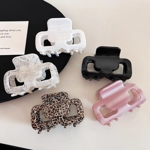 Korean Minimalist Square Acetate Hair Claw Clip Versatile Marble Leopard Print Hair Catch Clip Elegant Hair Accessories