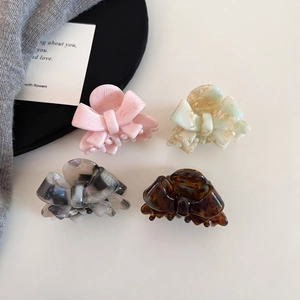 Sweet Acetate Bow Hair Claw Clip Korean Marble Tortoiseshell Pattern Hair Accessories For Women Elegant Hair Clip