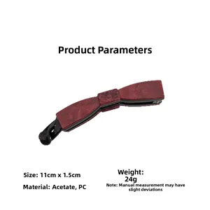 Detailed view of dark red marble acetate banana hair clip with 11cm size specifications