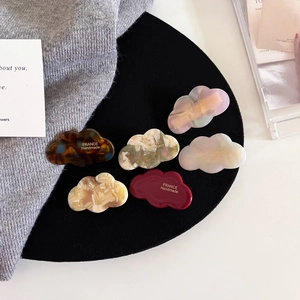 Cloud Shape Acetate Hair Clip For Women French Style Handmade Duckbill Clip Colorful Marble Pattern Sweet Hair Accessories