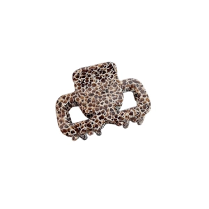 Medium acetate square hair claw clip in brown and white patterned resin for women