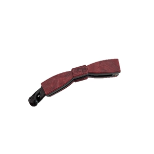 Elegant bow-shaped acetate banana hair clip with red marble texture for high ponytail