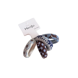 Set of 4 thick jacquard dog and polka dot hair ties with high elasticity in retro style