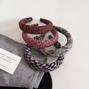 Elegant tweed plaid headbands for women in four assorted colors with handmade label