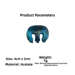 Detail view of 4cm small marble texture acetate hair claw clip with size specifications