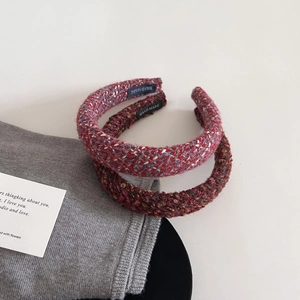 Elegant tweed plaid headbands in red and coffee tones for autumn and winter styles