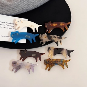 Barrette Chat en Acétate Fait à la Main Style Coréen Doux Clip Latéral Animal Pince Bec de Canard Accessoires Cheveux Femme