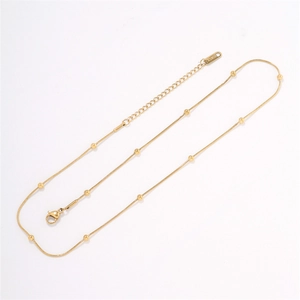 Collana a catena a serpente in acciaio inossidabile dorato regolabile con piccole perline