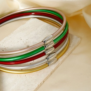 Minimalist silicone collar necklace set with magnetic metal clasps in five elegant colors