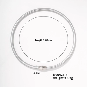Detail showing minimalist silver neck ring measurements 39+2cm length and 0.8cm thickness