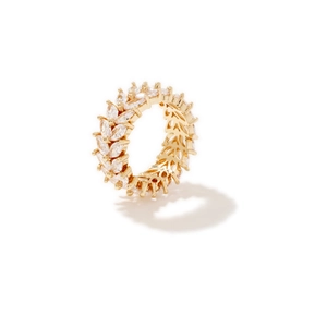 Exquisiter vergoldeter Eternity-Ring mit Zirkonia im Marquiseschliff in Doppelreihe
