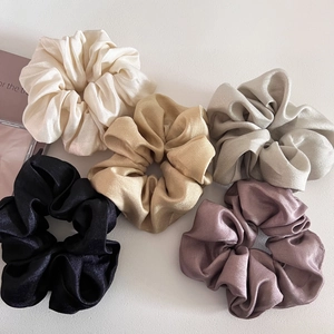 Elegant glossy satin oversized hair scrunchies in five sophisticated solid colors