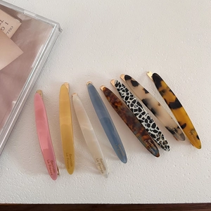 Minimalist acetate hair pins set in assorted colors and vintage marble patterns