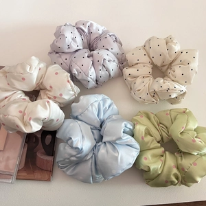 French Style Satin Polka Dot Scrunchie For Women Sweet Large Puffy Hair Tie Elegant Ponytail Holder Fashion Hair Accessories