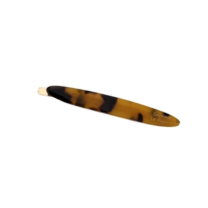 Classic tortoiseshell acetate hair barrette with Barrette La France gold lettering