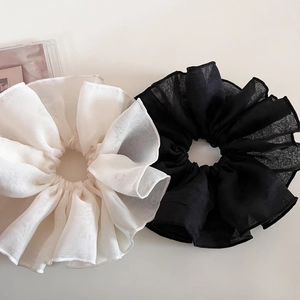 French Style Oversized Mesh Scrunchies For Women Elegant Pleated Gauze Hair Ties Soft Airy Elastic Hair Band Daily Hair Accessories