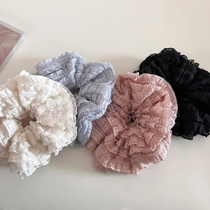 Lot de chouchous en dentelle blanc, bleu, rose et noir pour coiffures élégantes