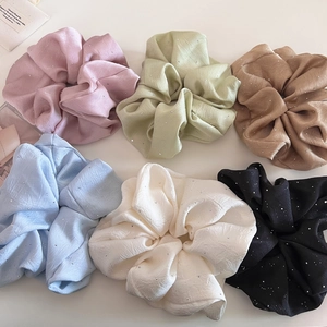 Luxus Satin Strass Großer Haargummi Übergroße Plissierte Glitzernde Elastische Haarbänder Für Damen Weicher Stoff Haarschmuck
