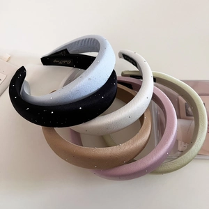 Sparkling satin padded headbands set in six elegant colors for high skull top hair styling