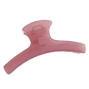 Pink translucent jelly claw clip with crescent design for elegant hair styling