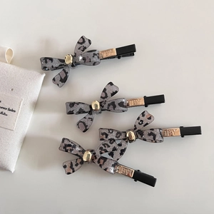 Leopardenmuster Schleife Haarklammer Acetat Glitzer Haarnadel Entenschnabel Seitenclip Elegant Mode Haarschmuck Für Damen Mädchen Schmuck