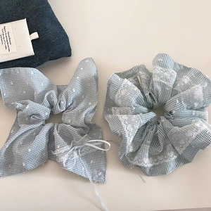 Zoete Gingham Haarelastiekjes Met Kantafwerking Strik Lint Paardenstaart Houder Voor Vrouwen Meisjes Haaraccessoires