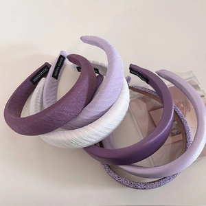 Serre-Tête Rembourré Élégant Pour Femmes Violet Blanc Satin Tissu Large Cerceau à Cheveux Polyvalent Accessoires Cheveux