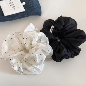 Handmade Oversized Mesh Fabric Scrunchie Polka Dot Print Hair Tie Elegant Large Hair Band Sweet Ponytail Holder Accessory For Women