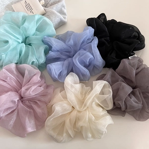 Lot de chouchous géants en organza nacré style français en diverses couleurs pastel
