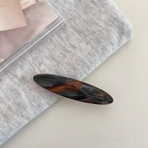 French vintage tortoiseshell pattern acetate hair clip with golden Barrette La France text