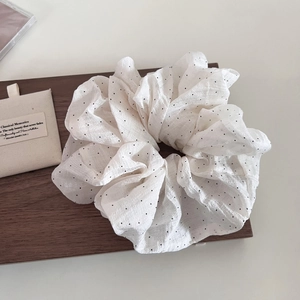 French Style Bubble Gauze Polka Dot Scrunchies Women Oversized Pleated Hair Ties Elastic Ponytail Holder Hair Accessories