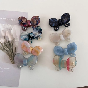 Acetate Butterfly Hair Clip Sweet Rhinestone Duckbill Clip Cute Bow Side Clip Fashion Hair Accessory For Women Girls