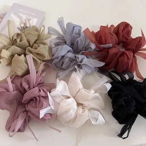 Fairy Ballet Style Organza Bow Scrunchie Korean Large Intestine Hair Tie Elegant Ponytail Holder For Women Daily Fashion Accessories