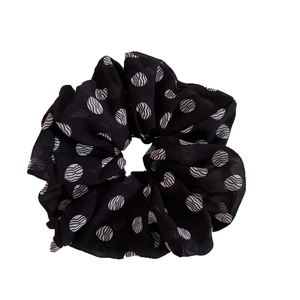 Chic black and white wavy polka dot oversized scrunchie for stylish ponytails