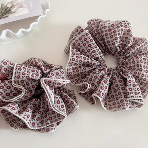 Vintage Floral Fabric Scrunchies Retro French Style Flower Print Large Hair Ties For Women Elegant Ponytail Elastic Hair Bands