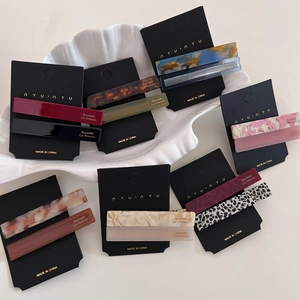 2Pcs Vintage Cellulose Acetate Hair Clips For Women Elegant Marbled Pattern Barrette Sets Geometric Rectangular Hairpins