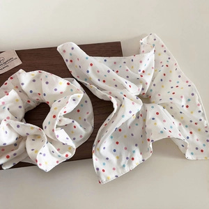 Korean Style Polka Dot Heart Fabric Scrunchies Sweet Colorful Elastic Hair Rope For Women Girls Fashion Daily Hair Accessories