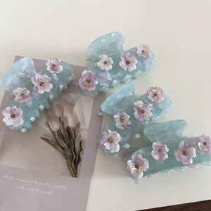 Pinze per capelli a fiore blu ghiaccio in acetato con cristalli per acconciature francesi