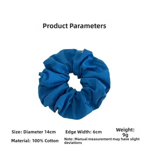 Spécifications détaillées du chouchou en coton bleu marine avec diamètre de 14cm