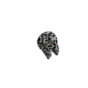 Mini acetate hair claw clip with black and white marble pattern and France Handmade text