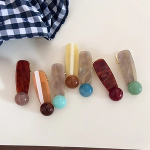 Korean Style Cute Ink Wash Pattern Acetate Resin Hair Clip Retro Marble Geometric Duckbill Side Clip For Women Hair Accessories