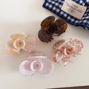 French style acetate flower claw clips set in four elegant colors for women
