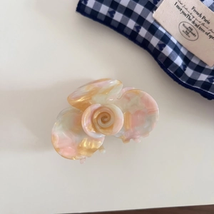 French style orchid flower hair claw clip in amber pink and yellow acetate resin